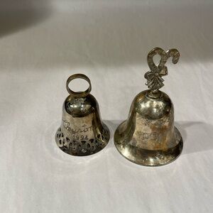 Vintage 2 Handmade Silver Plated Bell,